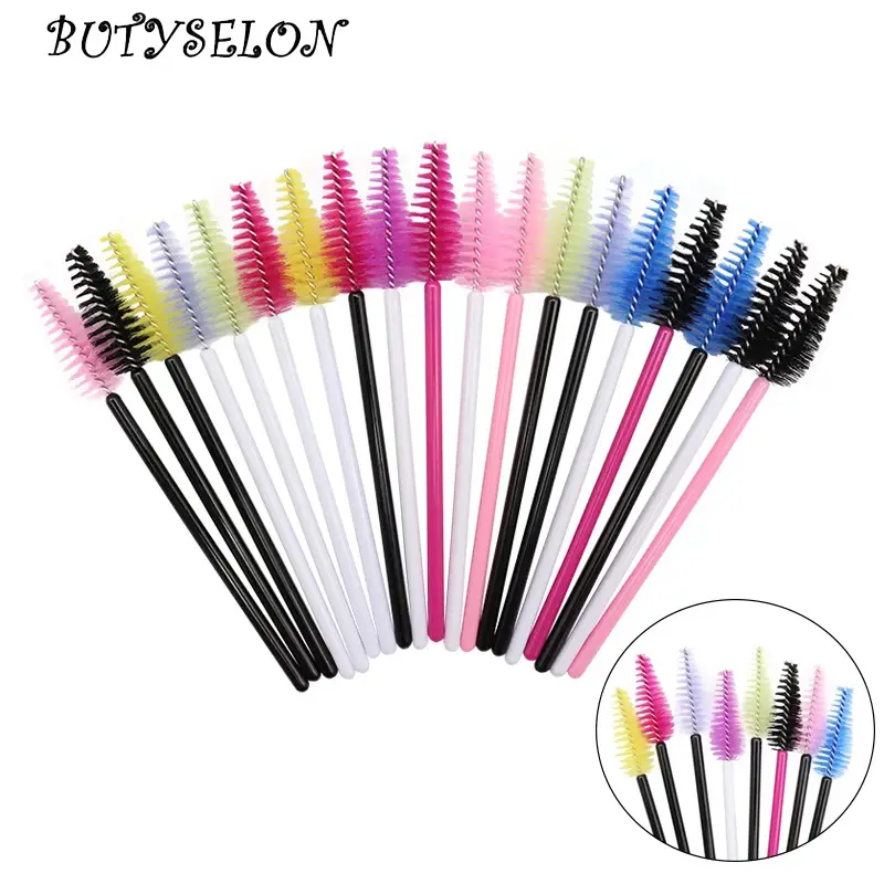 200 stk. Håndtag engangsvanddråbeform kosmetisk børste Nylon Mascara tryllestave Vipper Makeup Børster Øjenvippeforlængelse Værktøj — image 1