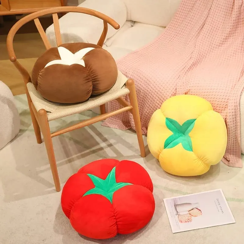 Kawaii simulace Veggie Ovocný plyšový polštář Tomel Houba Shiitake Rajče Měkký dekor Polštář do ložnice Dárek na pohovku