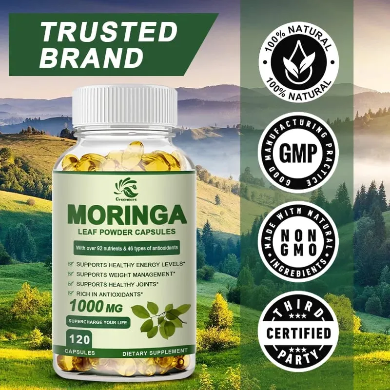 Moringa Extract Capsule Anti Stress Forbedr søvn Forbedr immunitet Antioxidant - 60/120 kapsler — image 3