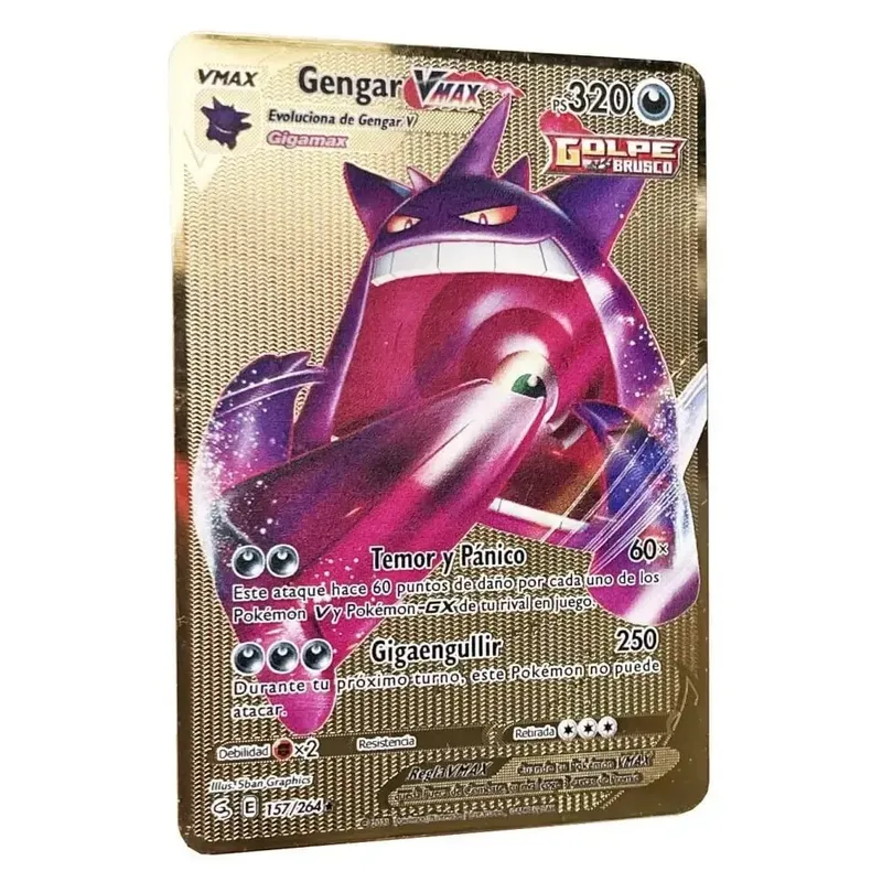 Pokemon Metal Cards in Spanish Pikachu Arceus Charizard DIY Trading Flash Card Anime Cartoon Gift — image 19