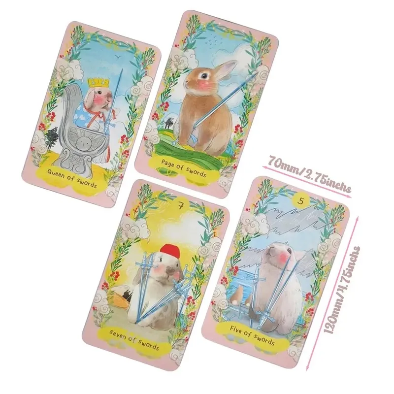 Chubby Bunny Tarot 12*7cm Talia 78 kart ze słodkimi króliczkami Opakowanie sztywne o wymiarach 2,75 x 4,75 cala — image 8