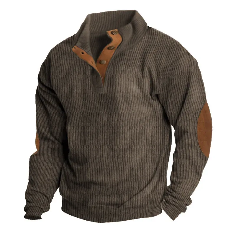Męska bluza z długim rękawem Cargo American Splicing Patch Pullover Męska kurtka outdoorowa sztruksowa z długim rękawem — image 7