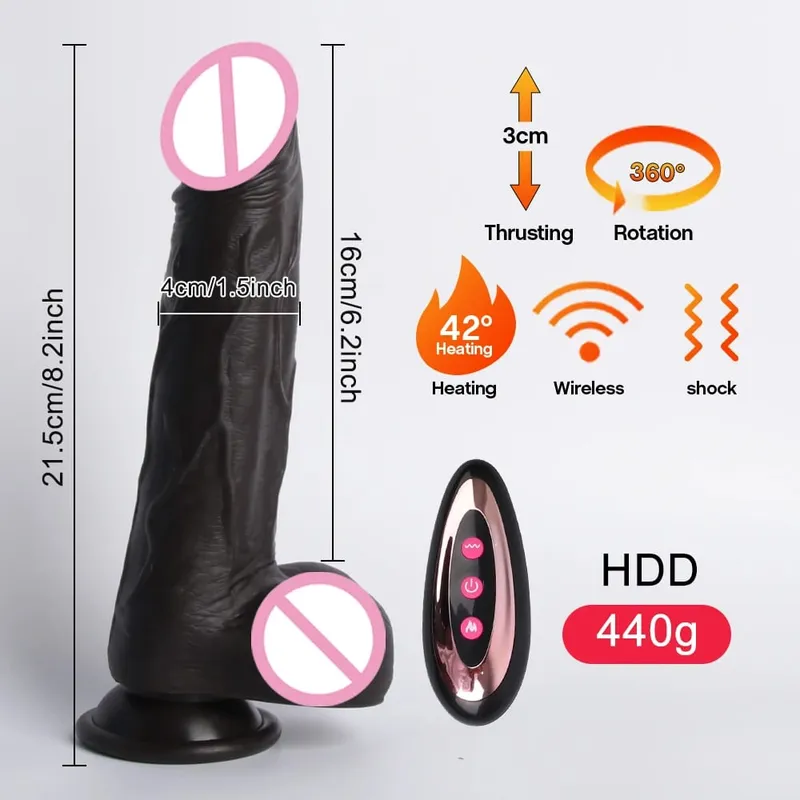 Riesiger realistischer Silikon-Fernbedienungsdildo, der vibrierende weibliche Sexspielzeuge, Penetration, G-Punkt, Klitoris, Vagina, Orgasmus-Massagegerät