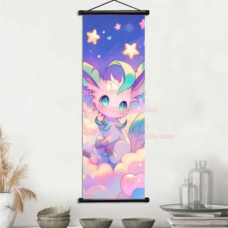 Klasyczny drukowany plakat Pokemon kreskówka ścienna grafika Gengar Squirtle Bulbasaur Pikachu wisząca zwój dekoracja pokoju rodzinnego — image 14