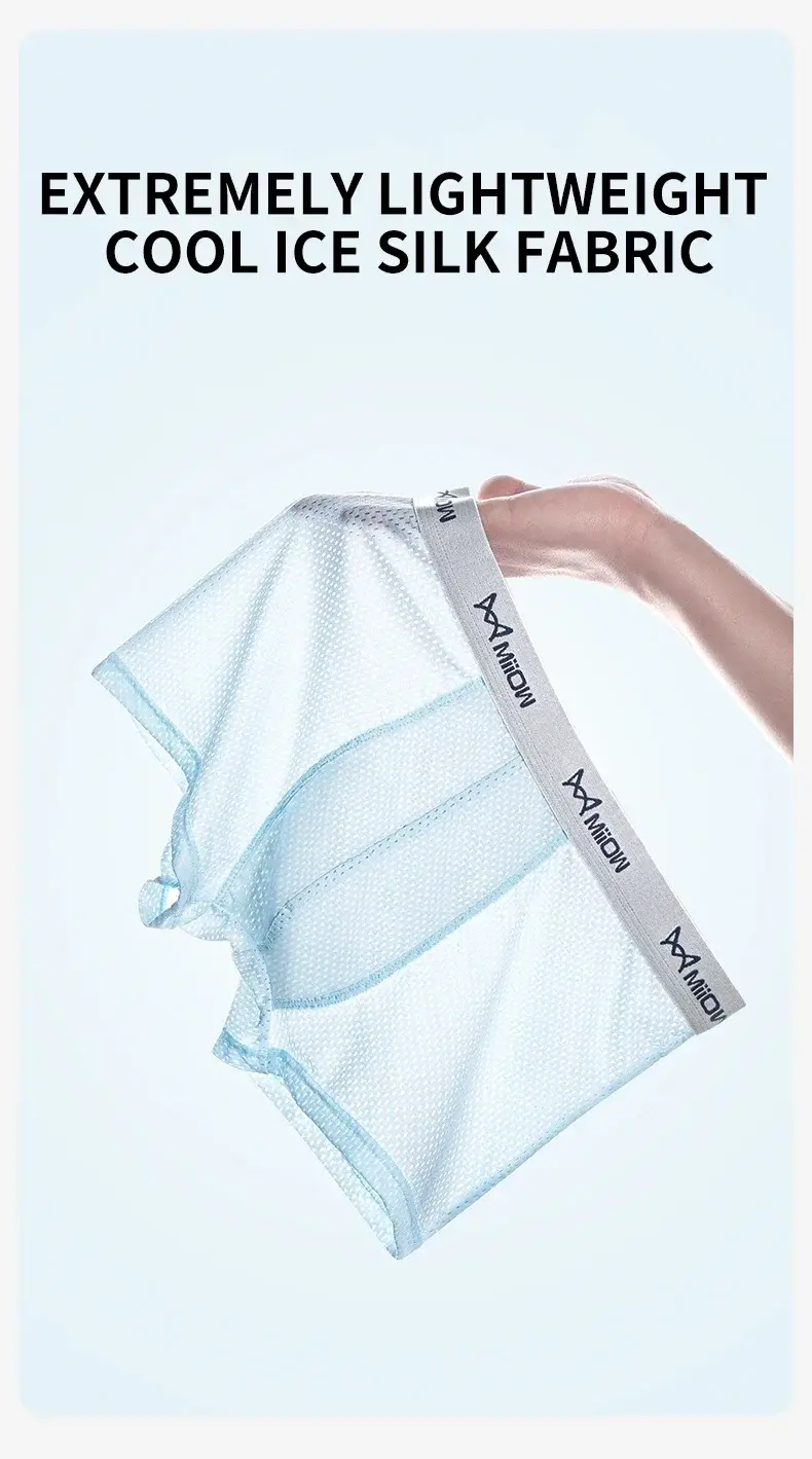 MiiOW 4Pcs Ice Silk Men's Boxershorts Breathable Mesh Mens Underpants Boxers 7A Antibacterial Crotch Man Underwear Mens Panties — image 13