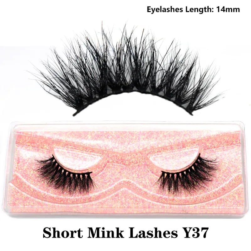 Mink จริงปุยสั้น Eye Lashes Extension Wispy นุ่มธรรมชาติขนตาปลอมสั้นสวมใส่ทุกวัน Full Strip Lashes แต่งหน้า — image 43