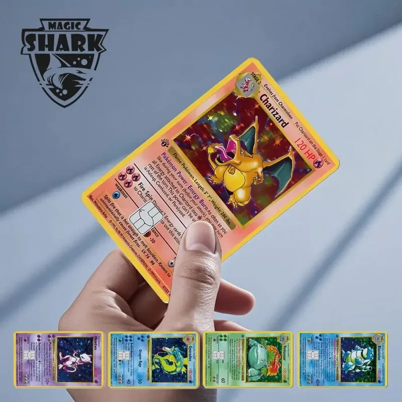 2026 ใหม่ Charizard Blastoise Bulbasaur Eevee Metwo สติกเกอร์ฟิล์มผิวสำหรับบัตรเครดิตเดบิตการ์ด — image 1