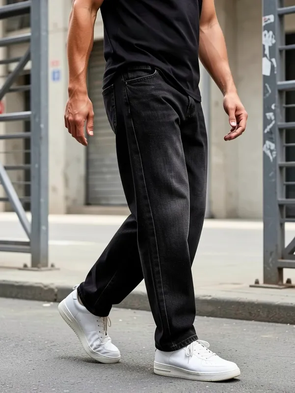 Jean droit extensible grande taille pour hommes, pantalon en Denim coupe ample pour gros ventre, pantalons longs décontractés, grandes tailles jusqu'à 50 — image 6