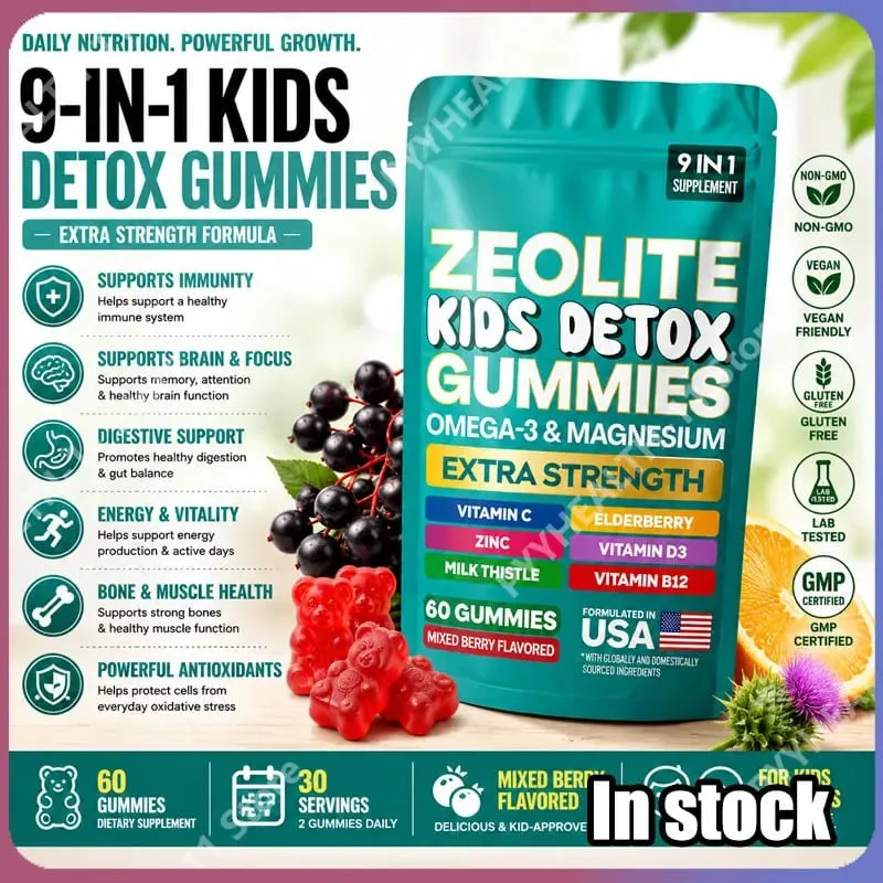 Zeolite Gummies 9-in-1 with Zeolite Omega-3 Magnesium Elderberry Vitamin C Milk Thistle Vitamin D3 Zinc B12 60 Gummies — image 1