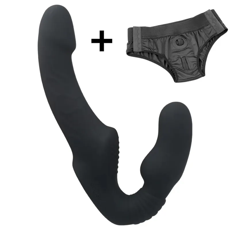 10 ความเร็ว Strapless Strapon Dildo Vibrator หญิง Double Vibrating G Spot เพศผู้ใหญ่ของเล่นสำหรับผู้หญิงคู่ Anal Prostate นวด — image 10