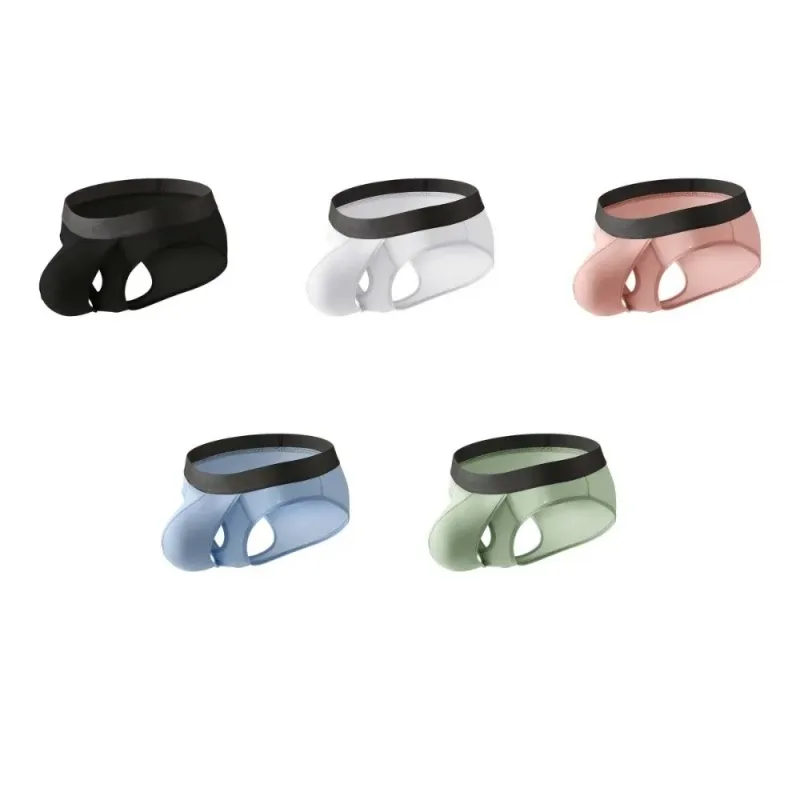 Cuecas finas de fibra de bambu para homens, cuecas finas de emenda com abertura frontal, lingerie de secagem rápida, roupa íntima sem costura