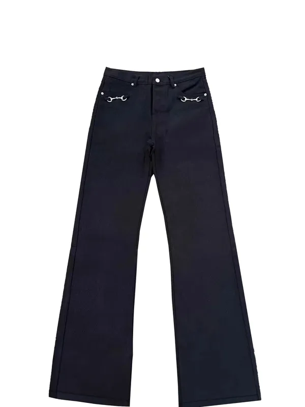 Americký retro design s přezkou jaro podzim prané černé džíny s mikroflórem pánské hip-hopové džíny s vysokým pasem volné široké džíny unisex — image 2
