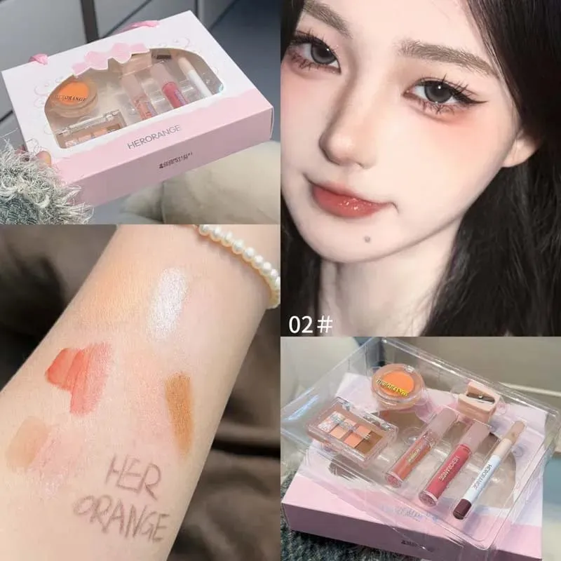 Herorange 6-teiliges Mini-Make-up-Set, Lipgloss, Lippentönung, Eyeliner, Rouge, Lidschatten, wasserdicht, langlebig — image 8