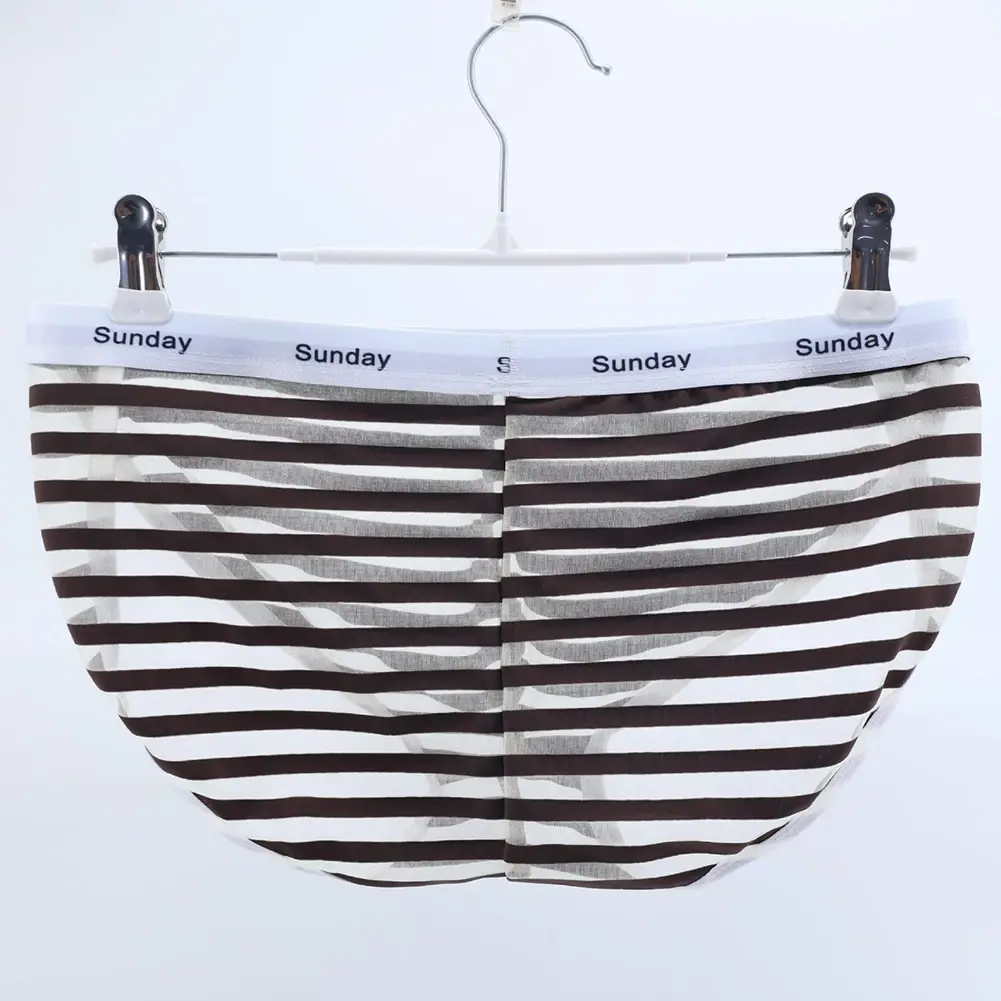 Men Casual Transparent Striped Mesh Briefs Side Fork Panties Shorts Breathable Pouch Man Comfortable Home Underwear — image 6