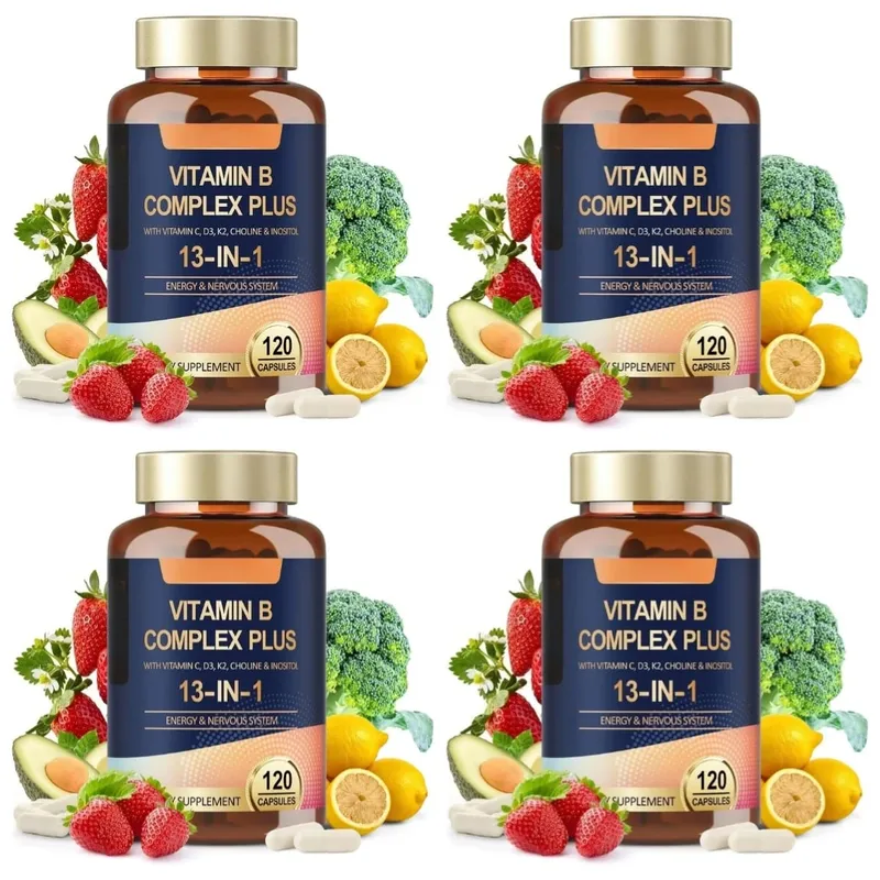 วิตามิน B Complex Plus13-in-1 120 มังสวิรัติแคปซูลพลังงานสนับสนุนสุขภาพภูมิคุ้มกัน Nerve Function Skin Wellness สารต้านอนุมูลอิสระอาหารเสริม — image 10
