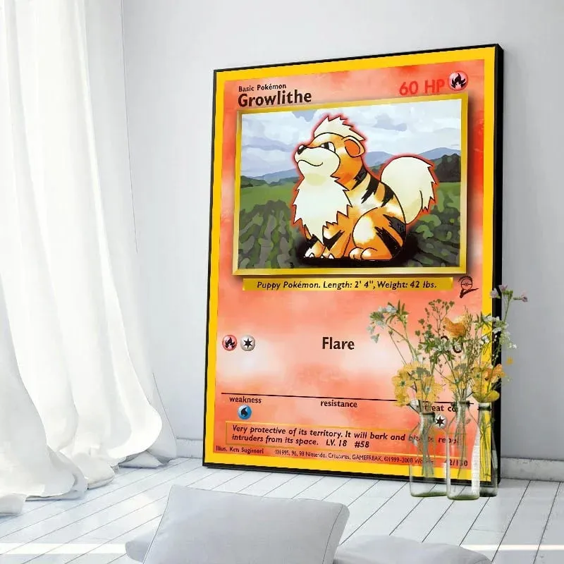Pokemon Basis ชุด 1996 จาก Engels การ์ด Shining โปสเตอร์ภาพวาดผ้าใบพิมพ์สีน้ำ Wall Art ภาพตกแต่งบ้านของขวัญ