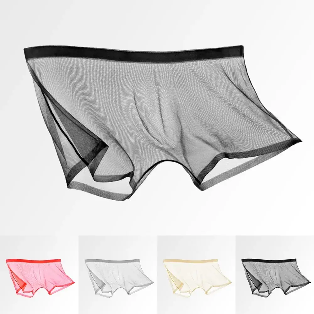 Herrenunterwäsche, transparente Boxer, Ausbuchtung, Eisseide, durchsichtige Unterhose, sexy Slips, niedrige Taille, Höschen, Dessous, Dessous — image 2