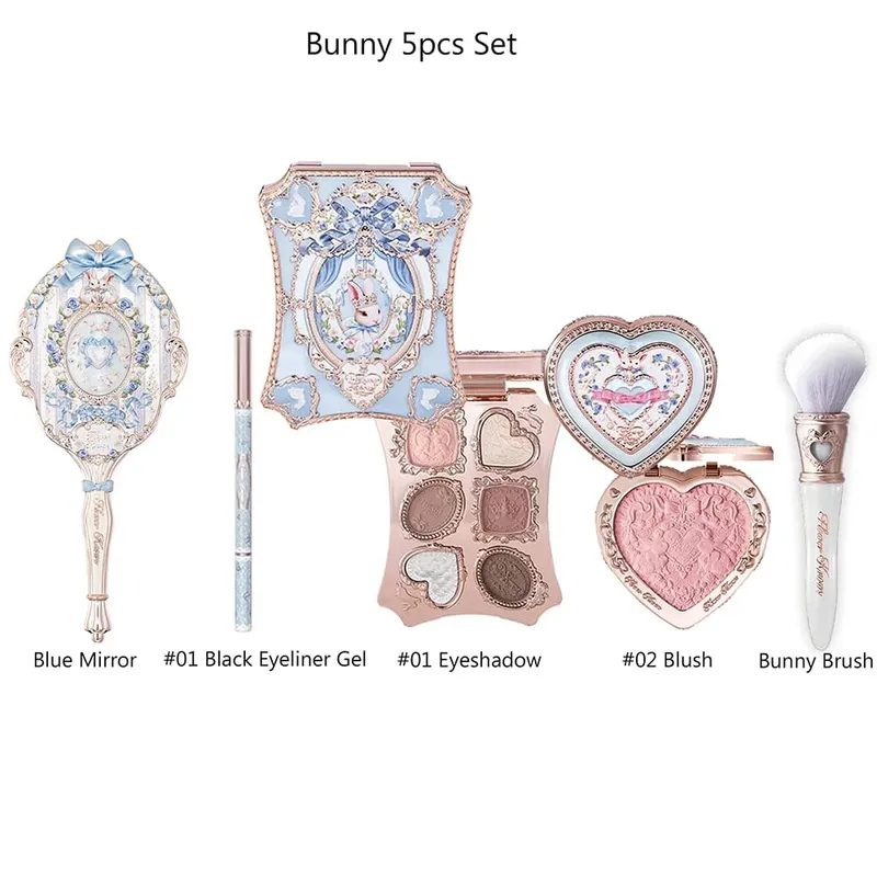 Flower knows bunny Collection Makeup Set Eyeshadow Palette Blush Lip Gloss Makeup Bag Matte Glow Shimmer Eye Shadow Kit