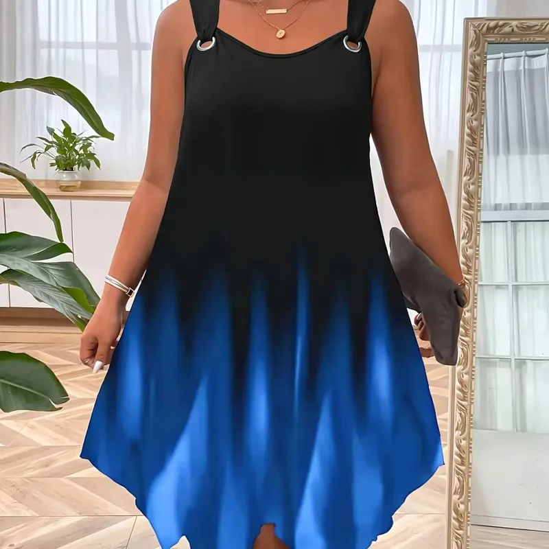 Schickes Damen-Sommerkleid in Übergröße mit stilvollem Trägerdesign für mühelose Sommer-Eleganz