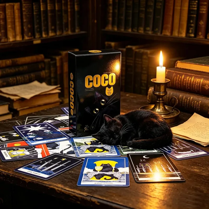 Coco Mazzo di Tarocchi Gatto Nero 78 Carini Tarocchi Gatto Nero Cartomanzia Gioco di Carte Divinazione per Principianti Amanti dei Gatti — image 3