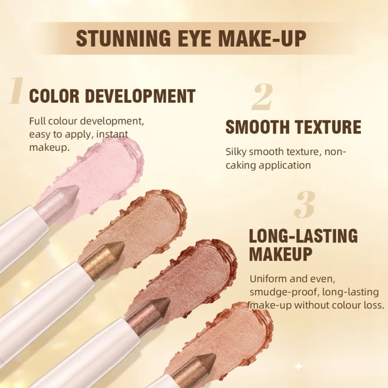 1 adet parlak şampanya Eyeliner kalem Glitter göz farı yalan ipekböceği kalem su geçirmez güzellik kozmetik kadın makyaj — image 5