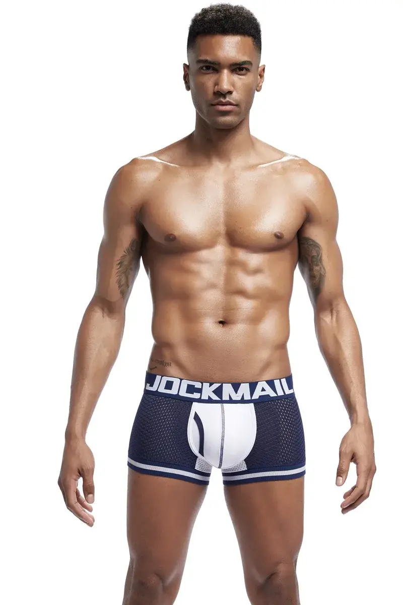 Jockmail الرجال الملاكم شبكة الملابس الداخلية تنفس مريحة لينة مريحة السراويل الرياضية الكبار رجل سراويل الملابس الداخلية — image 16