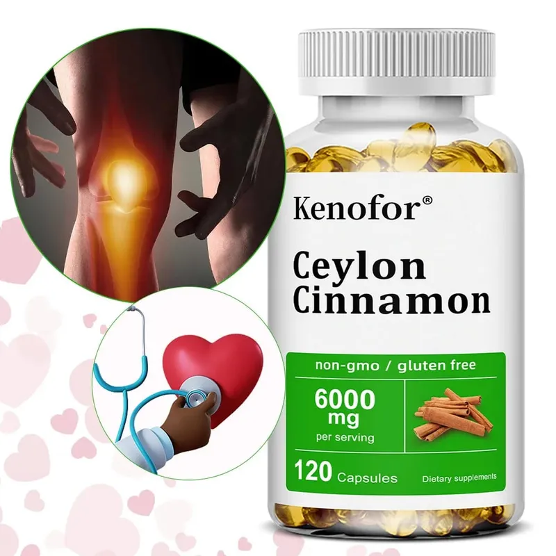 Integratore di cannella di Ceylon 6000mg - Supporto energetico e per la salute del cuore Antiossidante Non OGM e senza glutine - 30/60/120 Capsule — image 1