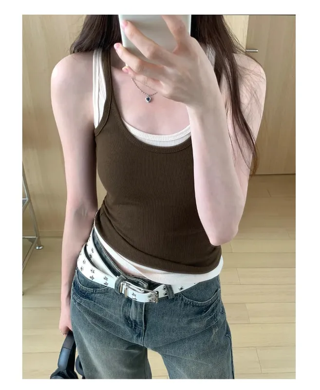 Zjaiss 2026 Summer Women Tank Top Slim Fit U-Neck Sleeveless Cami Top Trendy Solid Color Versatile Y2K Camisole for Outdoor Wear — image 7