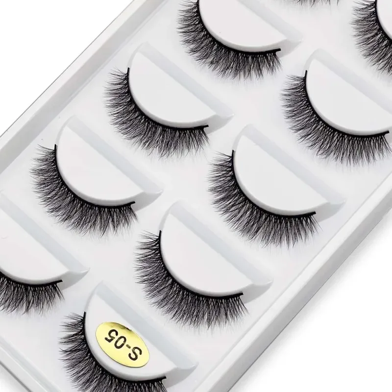 5 paires S03 aspect naturel 3D vison faux cils outils de maquillage Style moelleux eau vison fourrure faux cils pour le maquillage des yeux — image 3