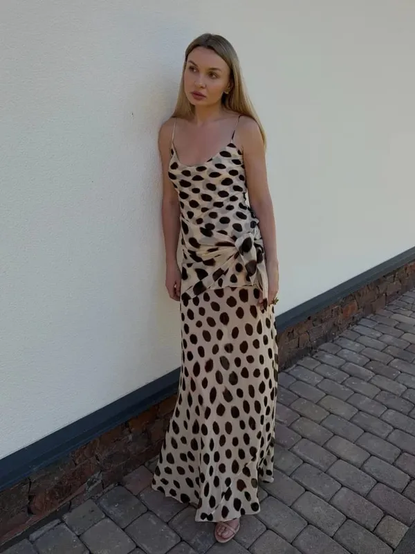 Robe Patchwork à pois pour femmes, tenue élégante, bretelles Spaghetti, coupe cintrée, moulante, vacances d'été, tenue de Club, 2026 — image 4