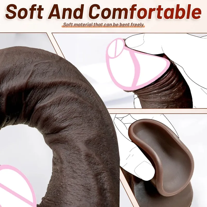 28cm Süper Yumuşak Silikon Yapay Penis Vantuzlu Esnek G-spot Strap-On Kadın Erkek Lezbiyen - Çiftler için Uzun Penis Seks Oyuncak