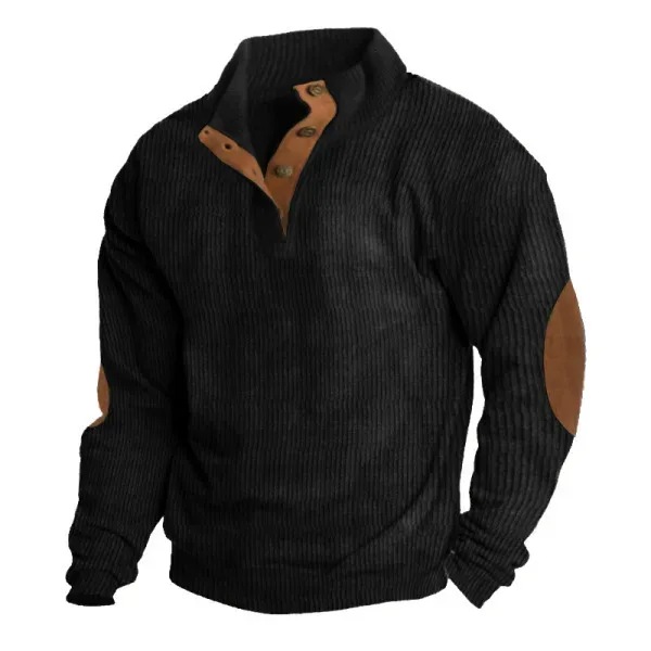Męska bluza z długim rękawem Cargo American Splicing Patch Pullover Męska kurtka outdoorowa sztruksowa z długim rękawem — image 1