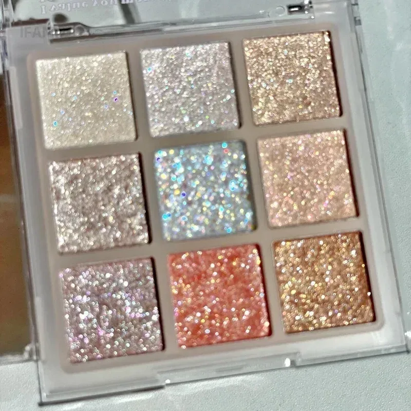 Palette di ombretti glitter 9 colori Palette di ombretti perlati color terra Ombretto luccicante Evidenzia paillettes scintillanti Trucco occhi argentati dorati — image 6