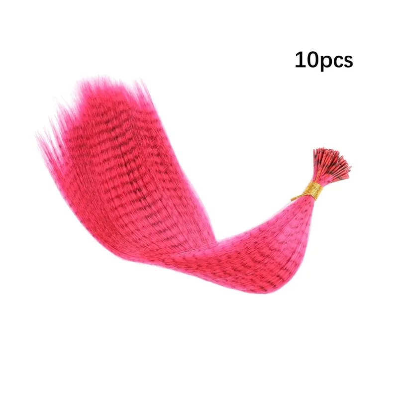 Colored Strands for Hair Feather Extension 10 Pieces I Tip Synthetic Hairpiece Fake Hair Zebra Line Feather Hair Extensions — image 18
