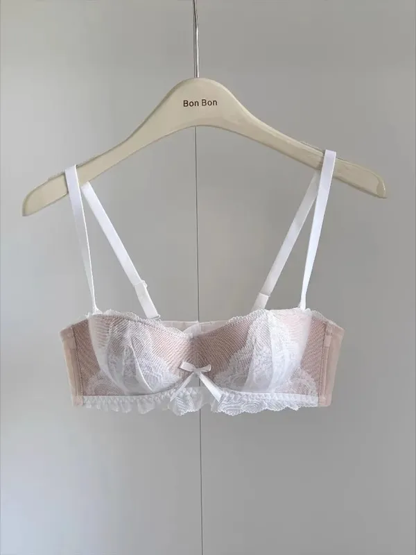 ภาษาฝรั่งเศสคำลูกไม้ครึ่งถ้วย Bra ชุดไร้สาย Push Up เล็กเพิ่มลิฟท์ป้องกันการหย่อนคล้อย Comfort ชุดชั้นในเซ็กซี่ชุดสำหรับสตรี — image 2