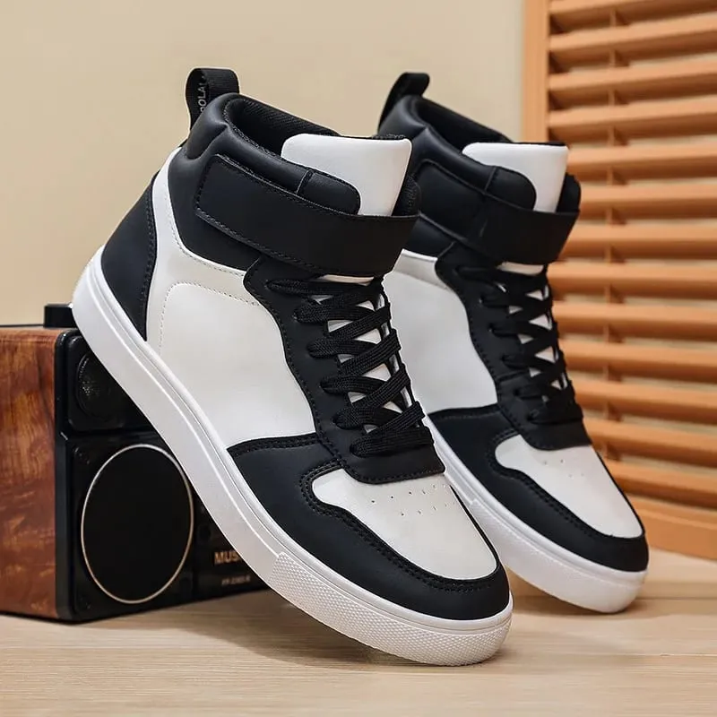 Baskets vulcanisées blanches chaussures plates confortables pour hommes à lacets Zapatillas Hombre automne printemps baskets hautes grande taille 39-48 — image 2