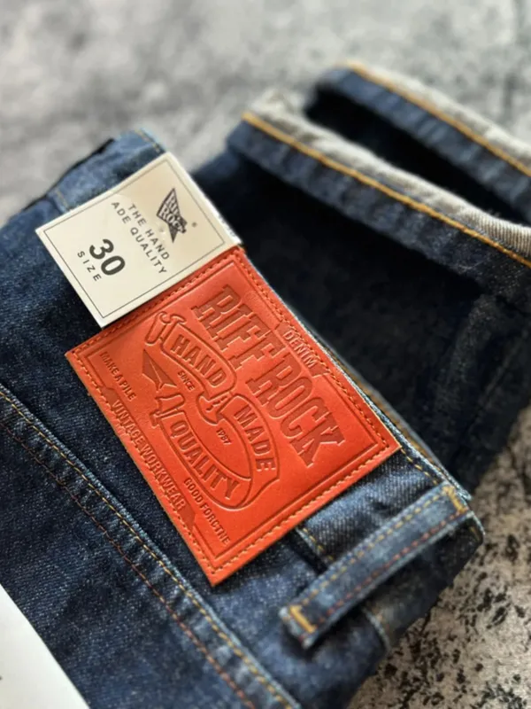14oz Kualiti Tinggi 100% Kapas Satu Basuh Seluar Jeans Denim Biru Pedalam Mentah untuk Lelaki Red Selvedge Slim Seluar Lurus Vintaj Y2K Lelaki Belia — image 4