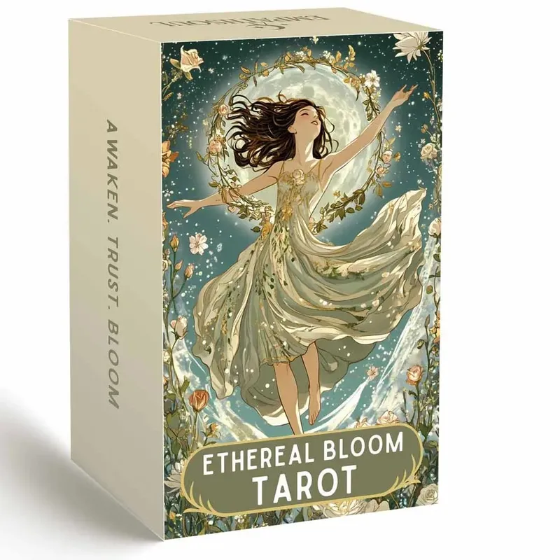 Ethereal Bloom Tarot Cards Deck 78 Pieces 13x8 Cm Trust Flower Theme Includes Paper Guide Card Games