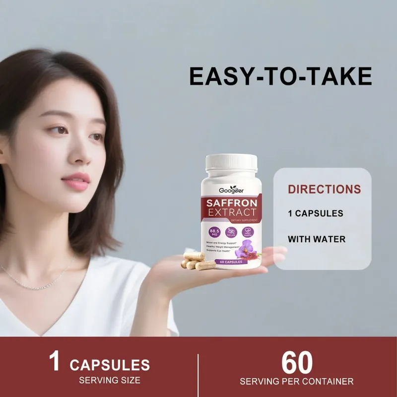 Saffron Extract Capsules – Standardized To 3% Crocin – Supports Eye Health & Healthy Mood – 60 Veggie Capsules — image 2