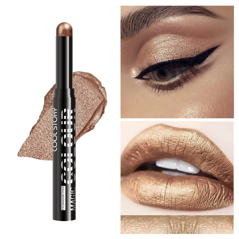 2 en 1 fard à paupières rouge à lèvres bâton crayon imperméable paillettes éclaircir mat ombre à paupières maquillage Pigment fard à paupières stylo — image 24