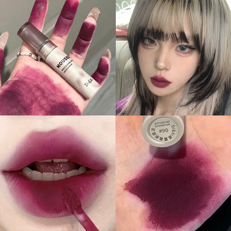 Gothic Matte ลิปสติกสีดำกันน้ำ Mousse Mud Nude สีน้ำตาลลิปสติก Dark สีม่วง Punk Lip GLOSS แต่งหน้า Non-Stick Tint — image 2