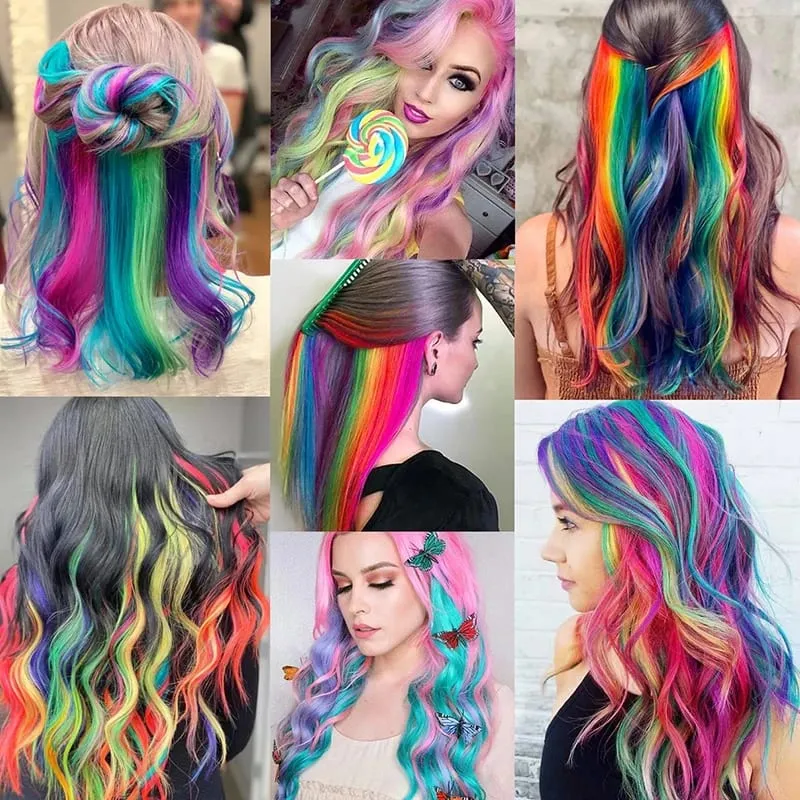 10 pezzi di extension per capelli colorati clip in ricci ondulati estensione colorata per bambini ragazze feste in evidenza clip sintetica nel parrucchino — image 7