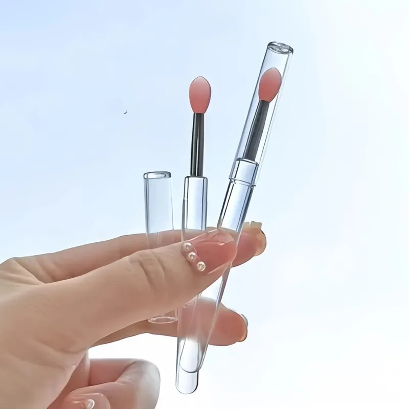 립 글로스 아이 섀도우 메이크업 도구에 적합한 방진 커버 립스틱 애플리케이터가있는 12pcs 실리콘 립 메이크업 브러쉬 — image 4