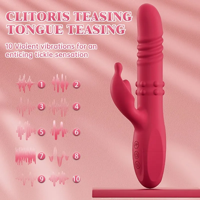 Teleskopik Tavşan Vibratör Dönen Masaj Vajinal Klitoris Titreşim Stimülatörü G-spot Orgazm Masturbator Yetişkin Çift Oyuncakları — image 2