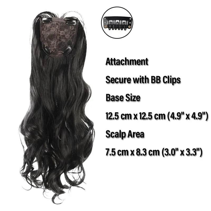 Voluminous Curly Synthetic Fiber Wig Topper – No Cap Needed BB Clips Secure Add Length & Body for Commute or Events — image 3