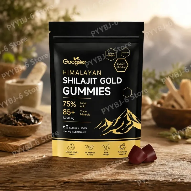 Himalayan Shilajit Gold 60 Gummies Minerals Formula รองรับการเพิ่มพลังงานและความมีชีวิตชีวาของร่างกาย ผลิตภัณฑ์เสริมอาหารจากธรรมชาติ — image 1