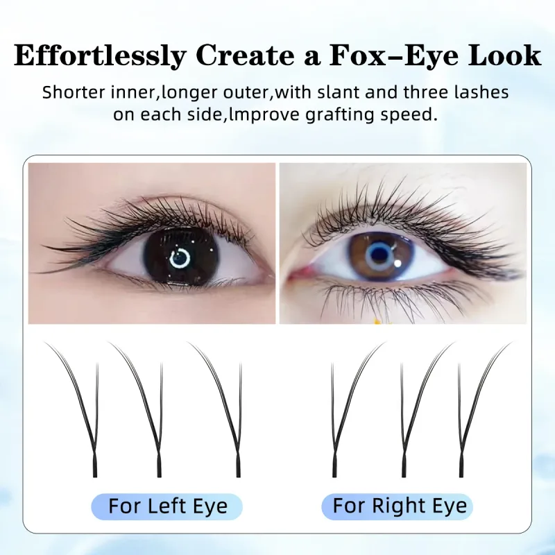 Lashonly Fox YY Faux Mink Eyelash Extensions 16 Lines Soft Natural Premium Flat Root Mesh Net Cross Flying YY Lashes for Fox Eye — image 3