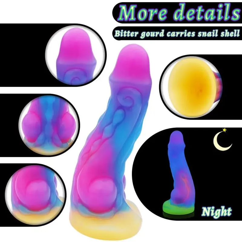Palam Dubur Bercahaya Malam Realistik Bercahaya Monster Naga Dildo untuk Wanita Lelaki Palam Punggung Seksi Bentuk Anjing Mainan Seks untuk Pasangan — image 5