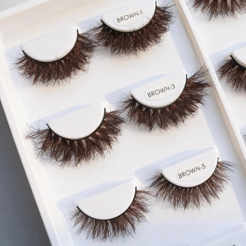 Ciemnobrązowe 3D Mink sztuczne rzęsy puszyste delikatne rzęsy w paski miękkie ręcznie robione brązowe rzęsy z norek naturalny makijaż uroda oczu T — image 5