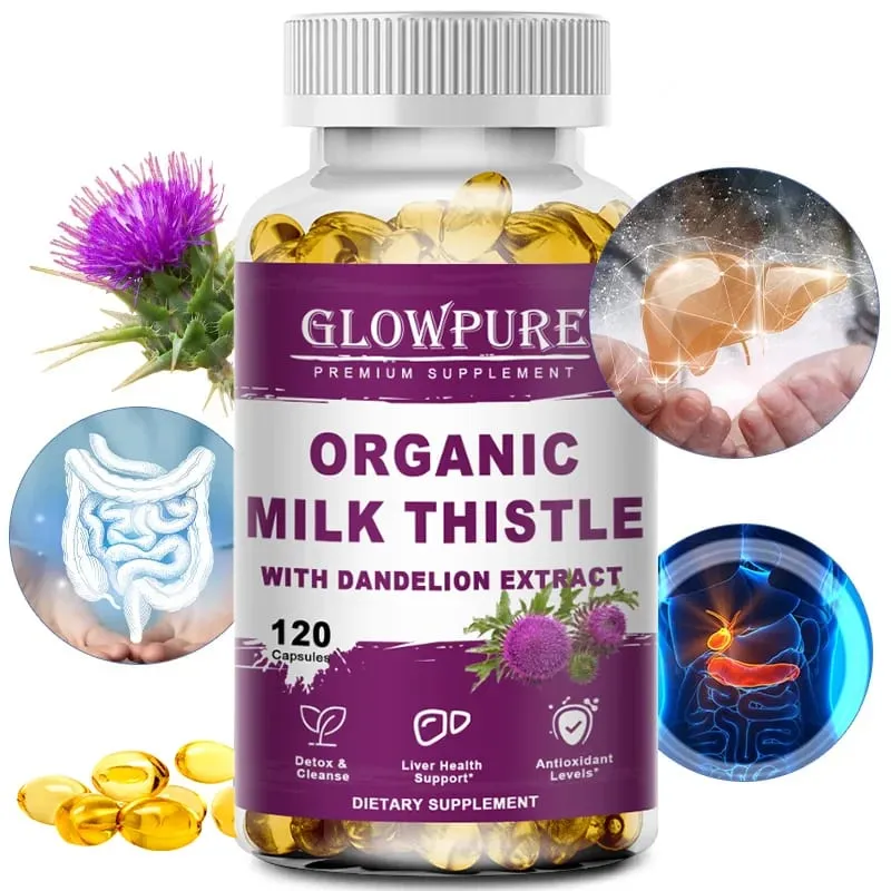Organic Milk Thistle 9000mg 30X Concentrated Seed Extract 80% Silymarin Liver Support Cleanse Detox Fatty Liver Supplements — image 2
